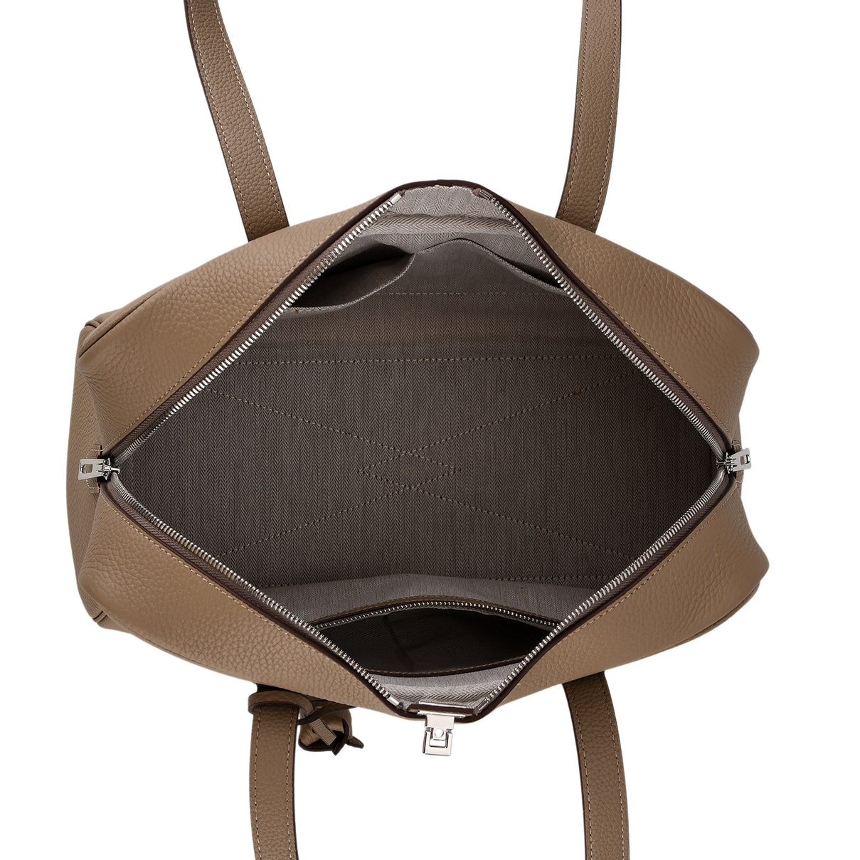 Designer Closeout Deal - Genuine Leather Structured Bag with Padlock and Key - Khaki 8431474 6