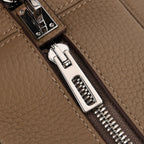 Designer Closeout Deal - Genuine Leather Structured Bag with Padlock and Key - Khaki_8431474_6