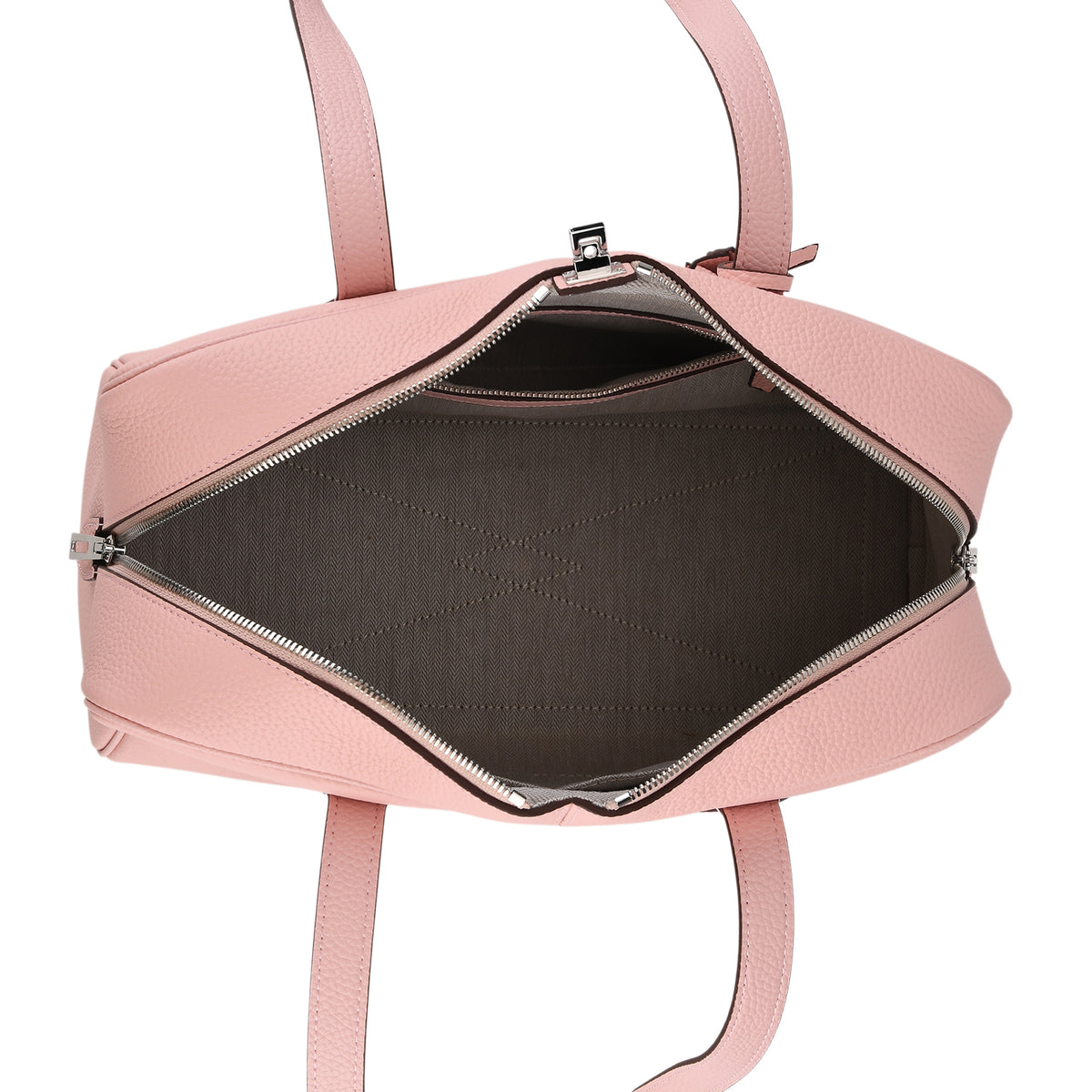 Designer Closeout Deal - Genuine Leather Structured Bag with Padlock and Key - Baby Pink 8431476 6