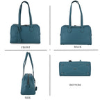 Designer Closeout Deal - Genuine Leather Structured Bag with Padlock and Key - Teal_8431477_4