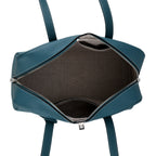 Designer Closeout Deal - Genuine Leather Structured Bag with Padlock and Key - Teal_8431477_5