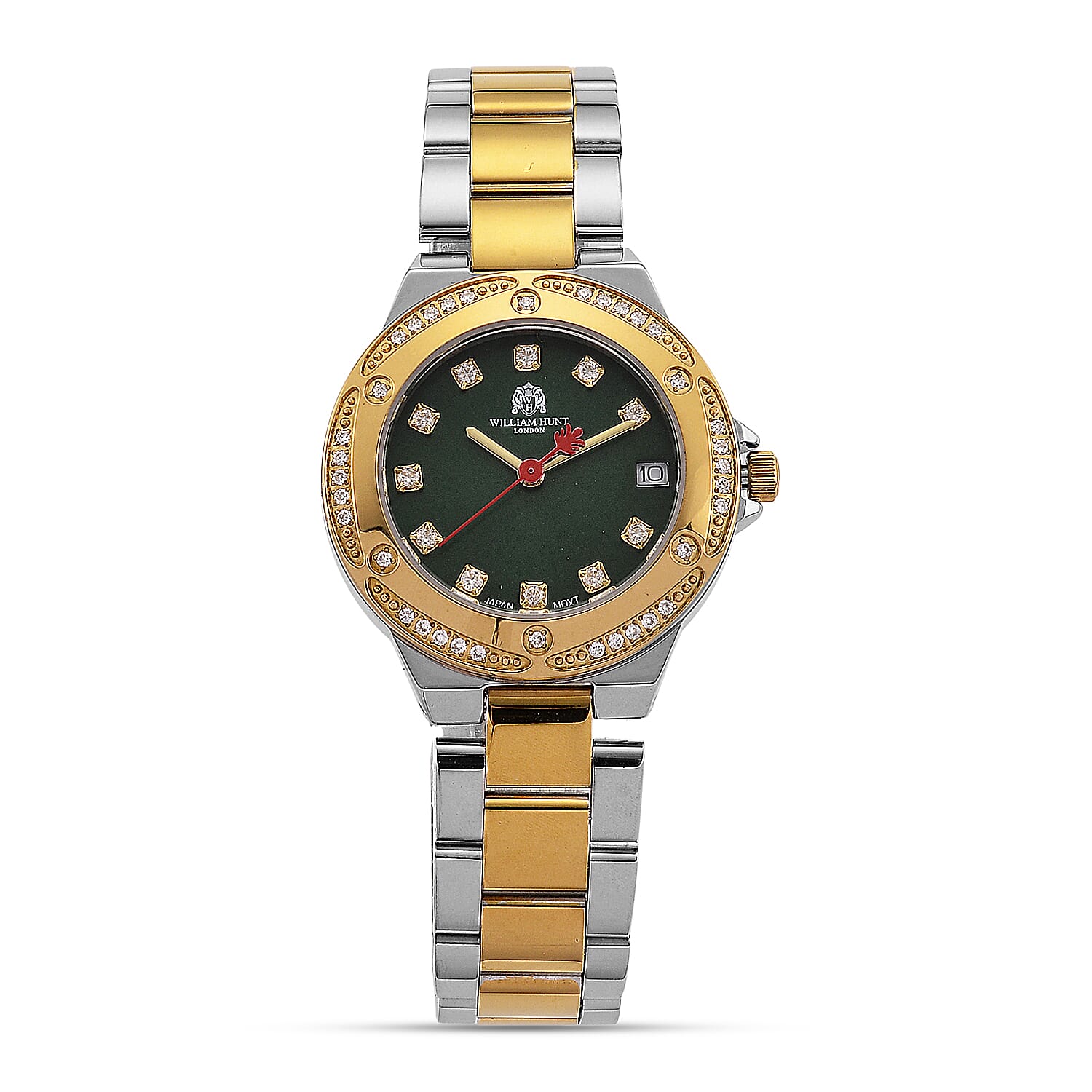 William Hunt London Legacy Moissanite Watch With Japanese Miyota Movement, 5 ATM Water Resistance, Calendar Function Presented in a Gift Box - Green 8431482 0