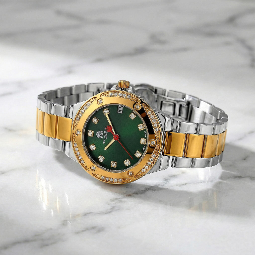 William Hunt London Legacy Moissanite Watch With Japanese Miyota Movement, 5 ATM Water Resistance, Calendar Function Presented in a Gift Box - Green_8431482_2