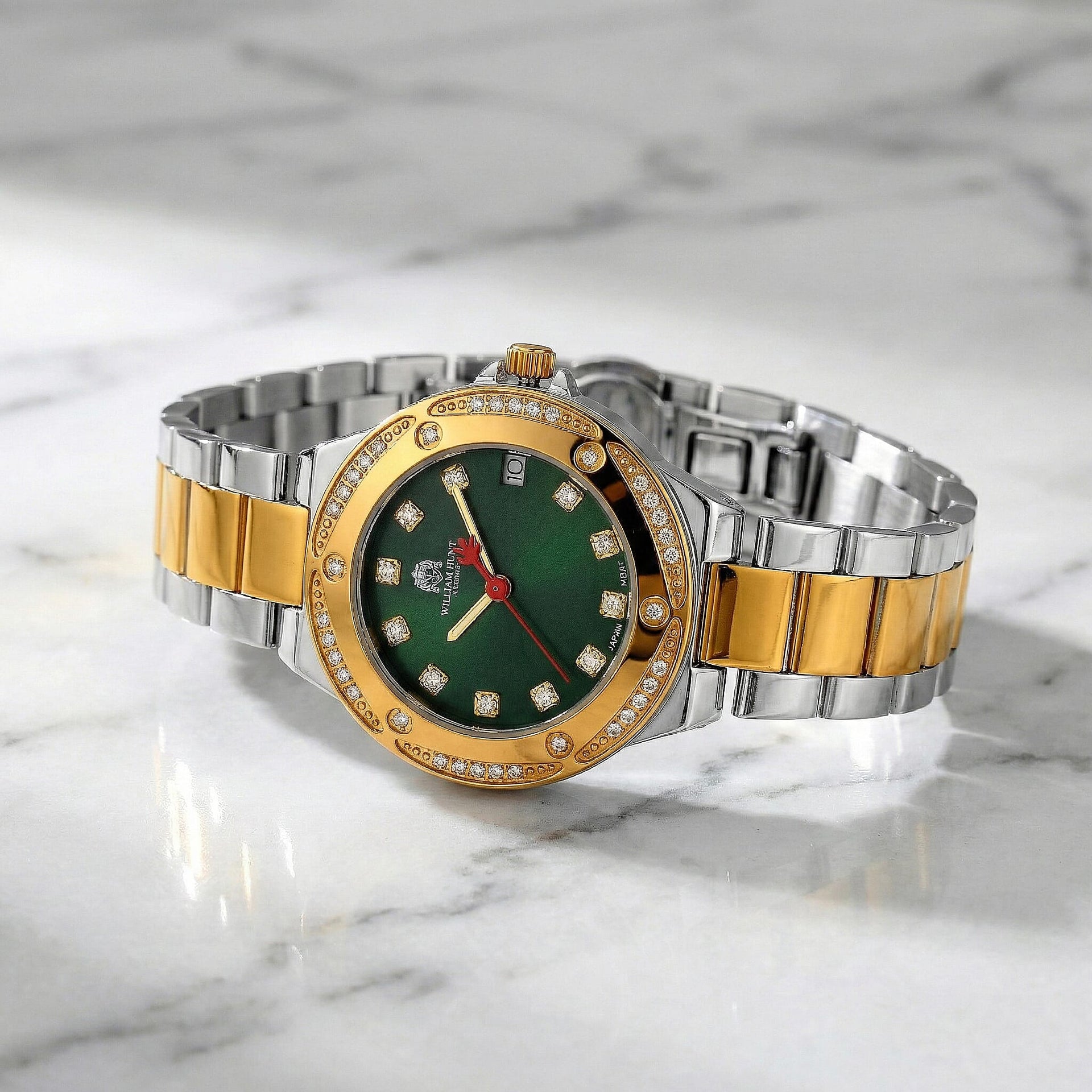 William Hunt London Legacy Moissanite Watch With Japanese Miyota Movement, 5 ATM Water Resistance, Calendar Function Presented in a Gift Box - Green 8431482 3