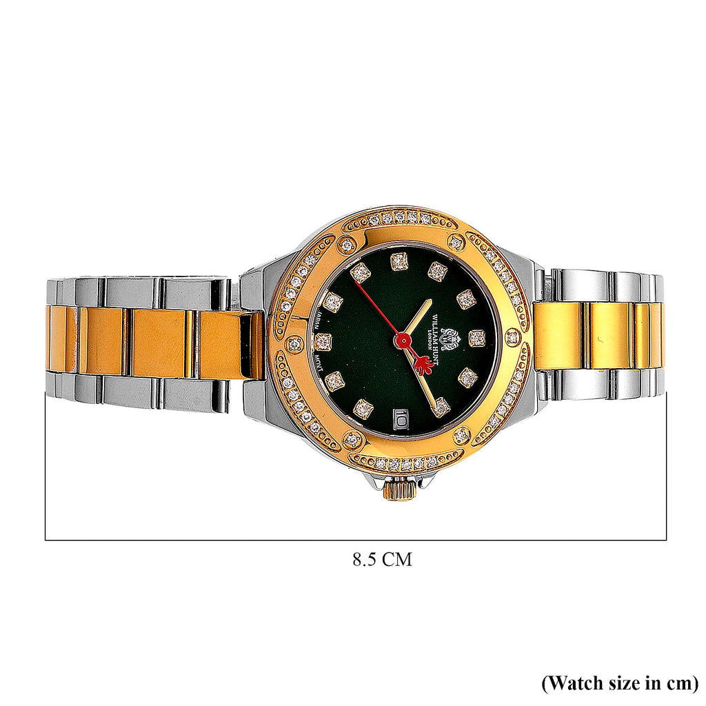 William Hunt London Legacy Moissanite Watch With Japanese Miyota Movement, 5 ATM Water Resistance, Calendar Function Presented in a Gift Box - Green_8431482_8