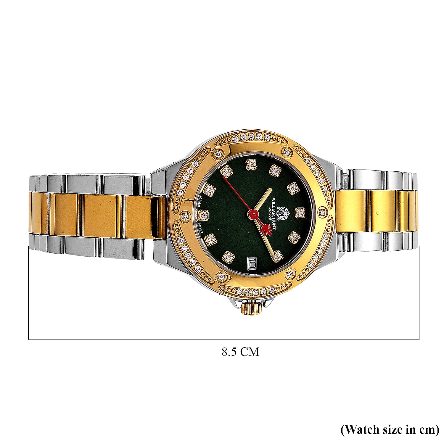 William Hunt London Legacy Moissanite Watch With Japanese Miyota Movement, 5 ATM Water Resistance, Calendar Function Presented in a Gift Box - Green 8431482 9