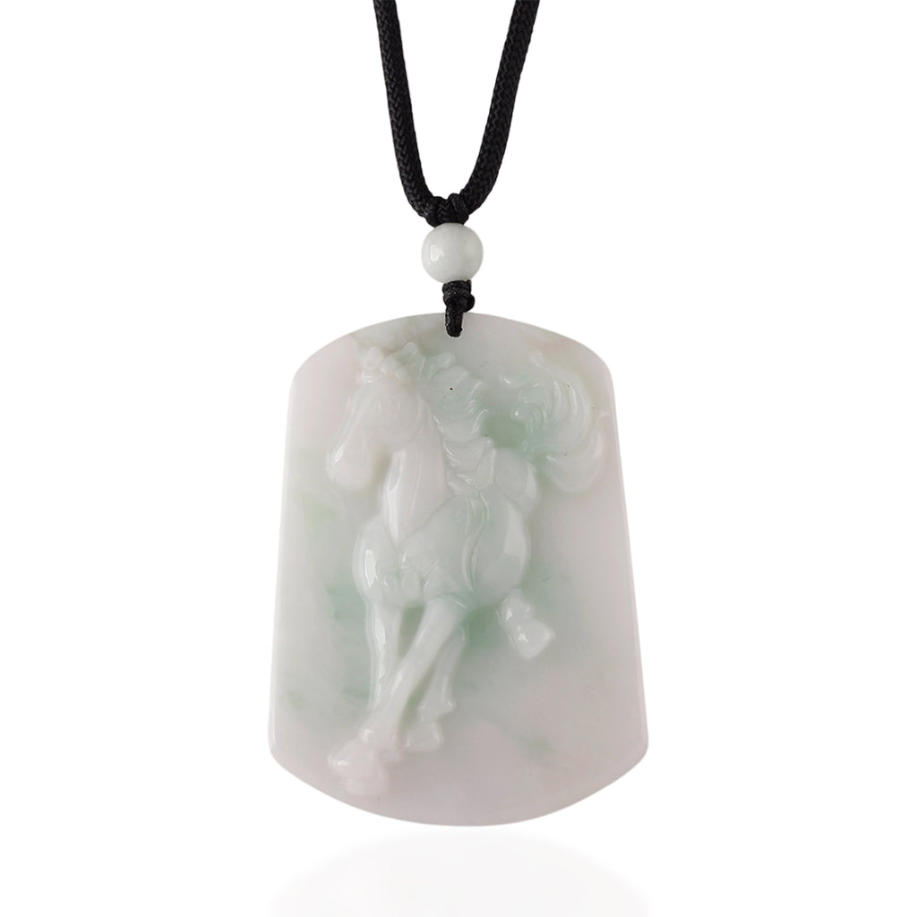 Natural Jade Adjustable Horse Necklace with Cotton Thread (Size - 28) 75.00 Ct._8431567
