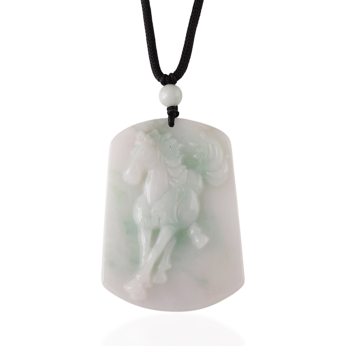 Natural Jade Adjustable Horse Necklace with Cotton Thread (Size - 28) 75.00 Ct. V32515377 0