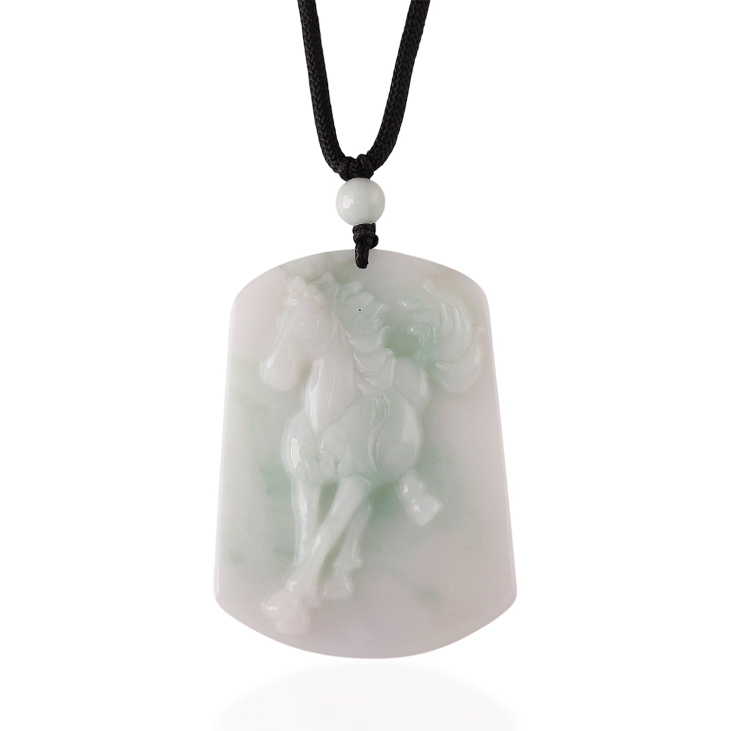 Natural Jade Adjustable Horse Necklace with Cotton Thread (Size - 28) 75.00 Ct. V32515377 0