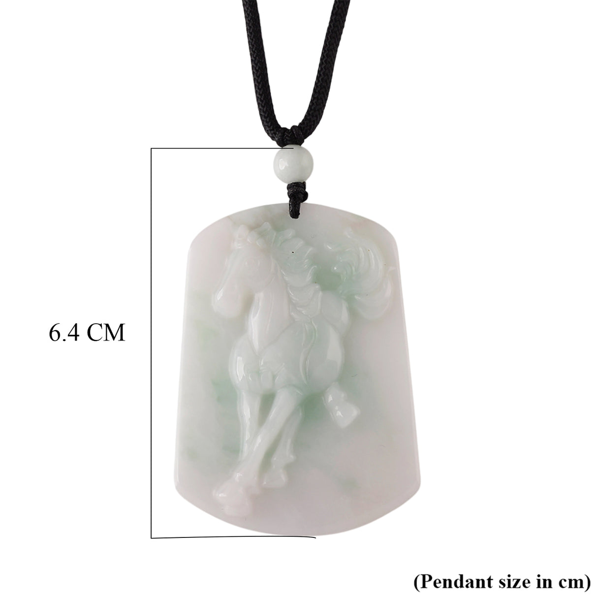 Natural Jade Adjustable Horse Necklace with Cotton Thread (Size - 28) 75.00 Ct. V32515377 6