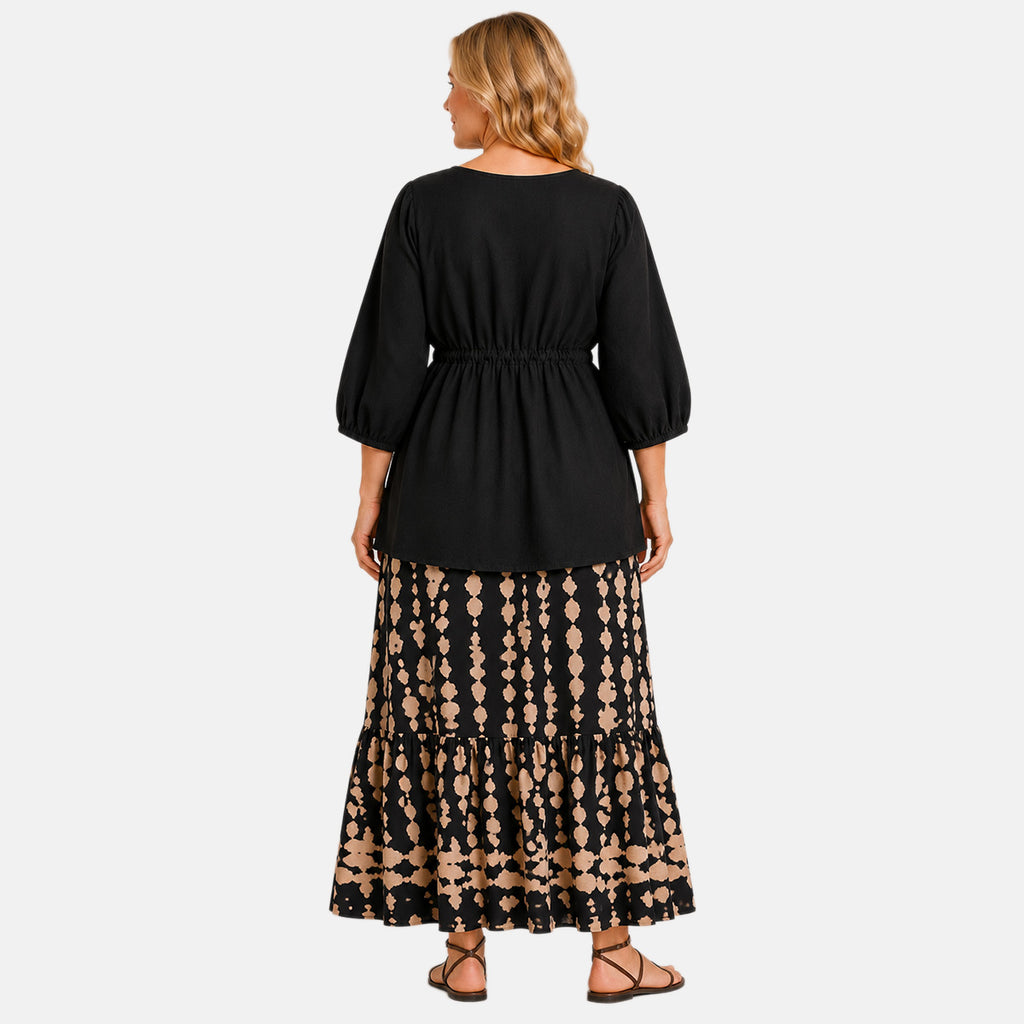 La Marey Tie Drawstring Top (One Size) - Black_8431802_1