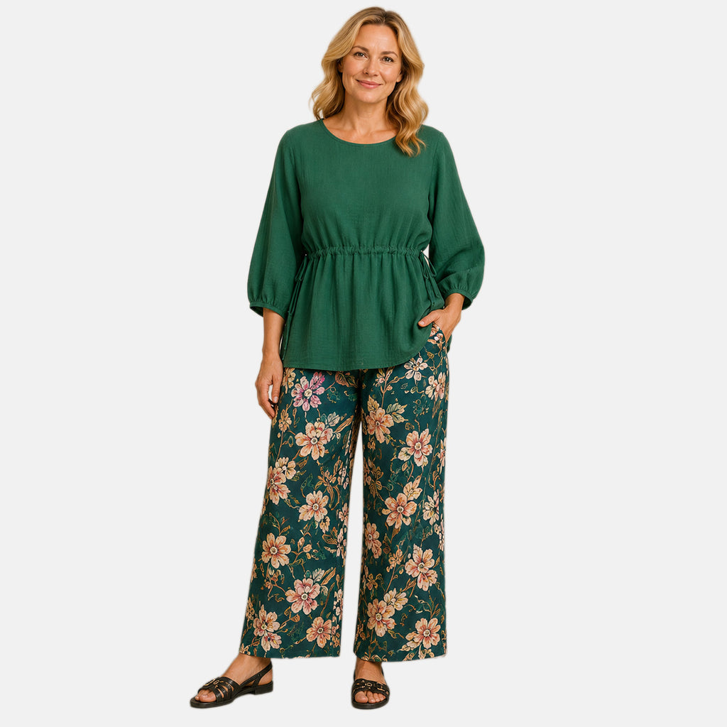 La Marey Tie Drawstring Top (One Size) - Green_8431803