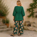 La Marey Tie Drawstring Top (One Size) - Green_8431803_2