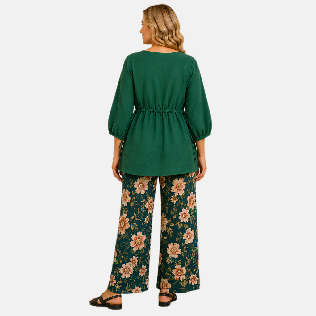 La Marey Tie Drawstring Top (One Size) - Green_8431803_3