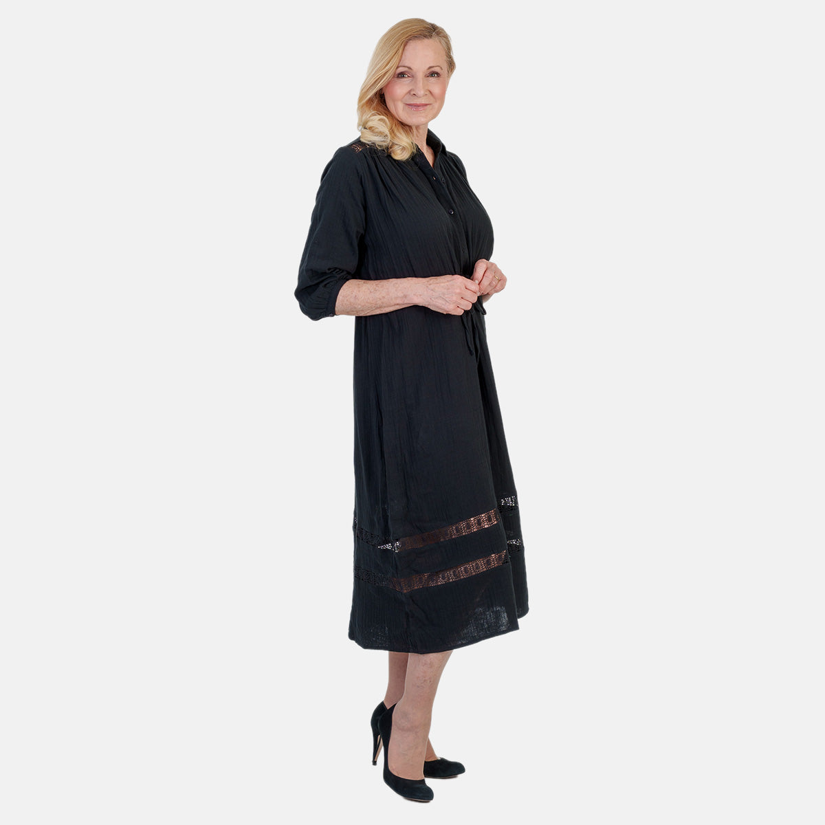La Marey Cotton Lace Detail Dress (Size XL, 20-22) - Black 8431820 2