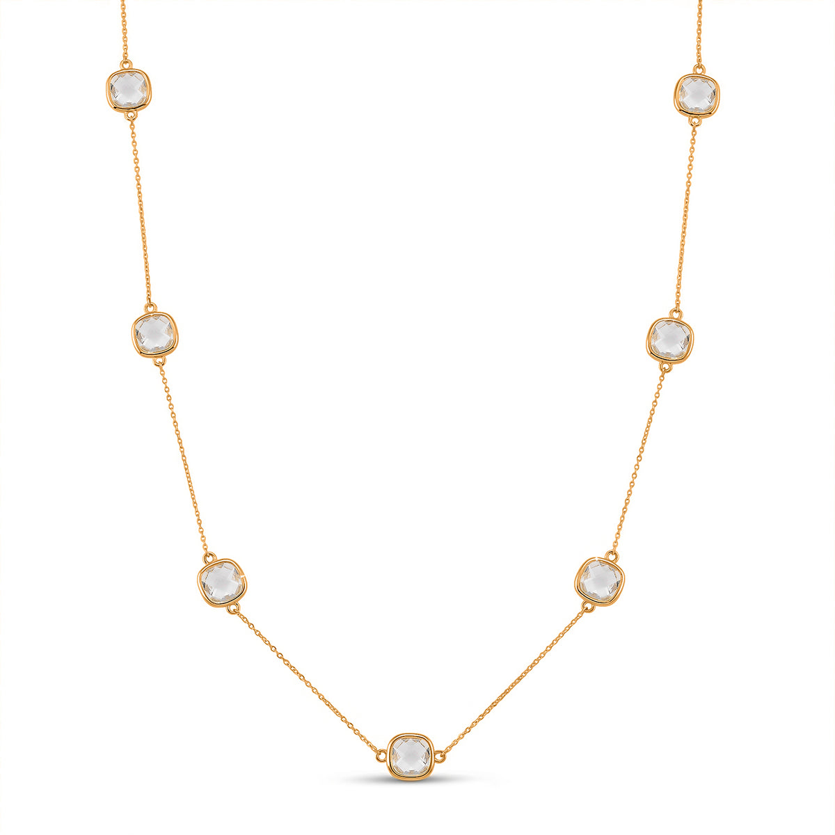 Designer Inspired- Austrian White Crystal Necklace (Size - 30+2 EXT) V32635517 0