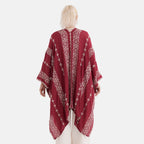 La Marey Cotton Embroidery Midi Kimono (One Size) - Red_8431959_2