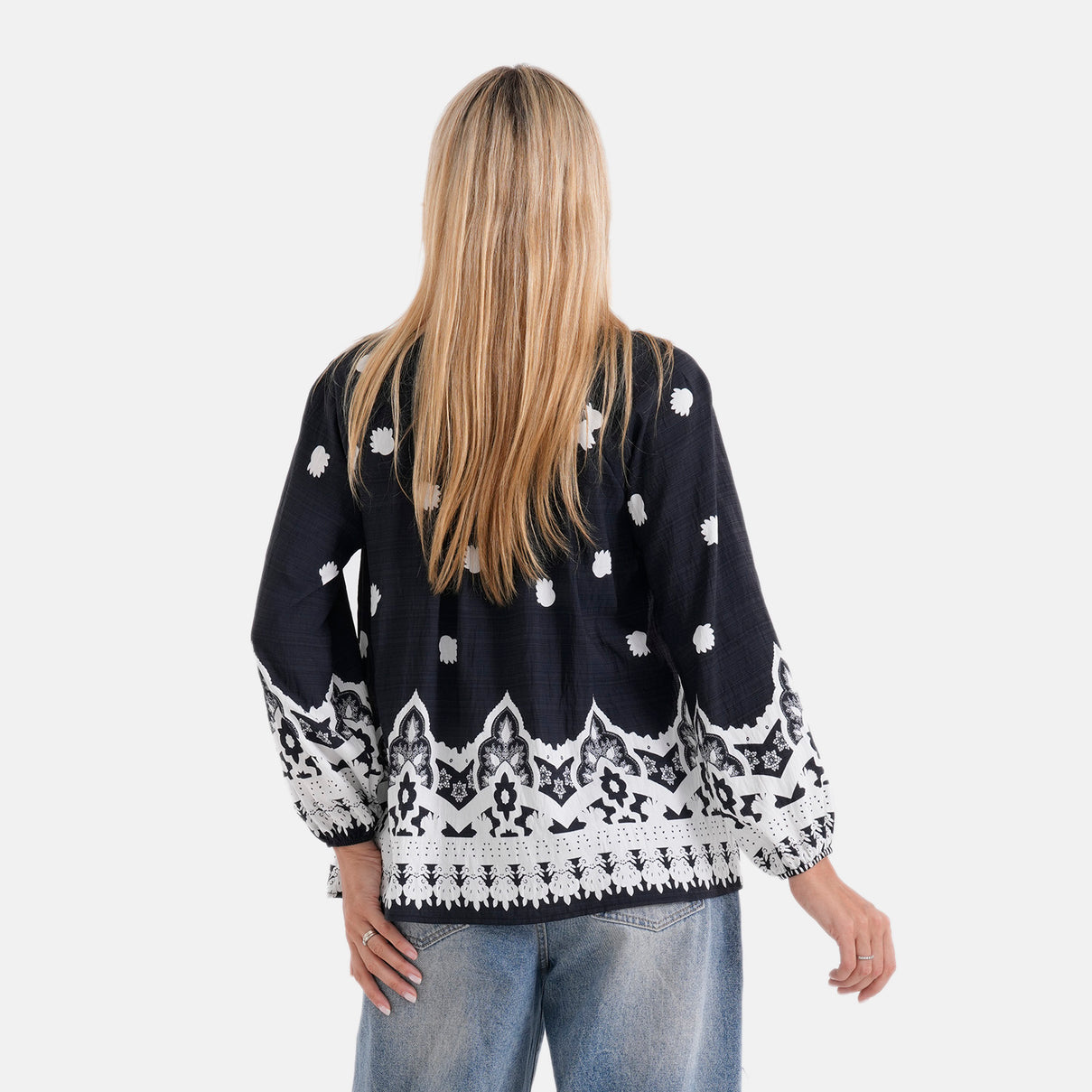 La Marey Placement Print Blouse (Size S-M, 8-14) - Navy V32521305 3