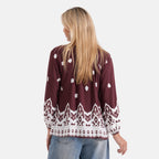 La Marey Placement Print Blouse (Size S-M, 8-14) - Maroon_8432013_2