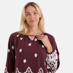 La Marey Placement Print Blouse (Size S-M, 8-14) - Maroon_8432013_4