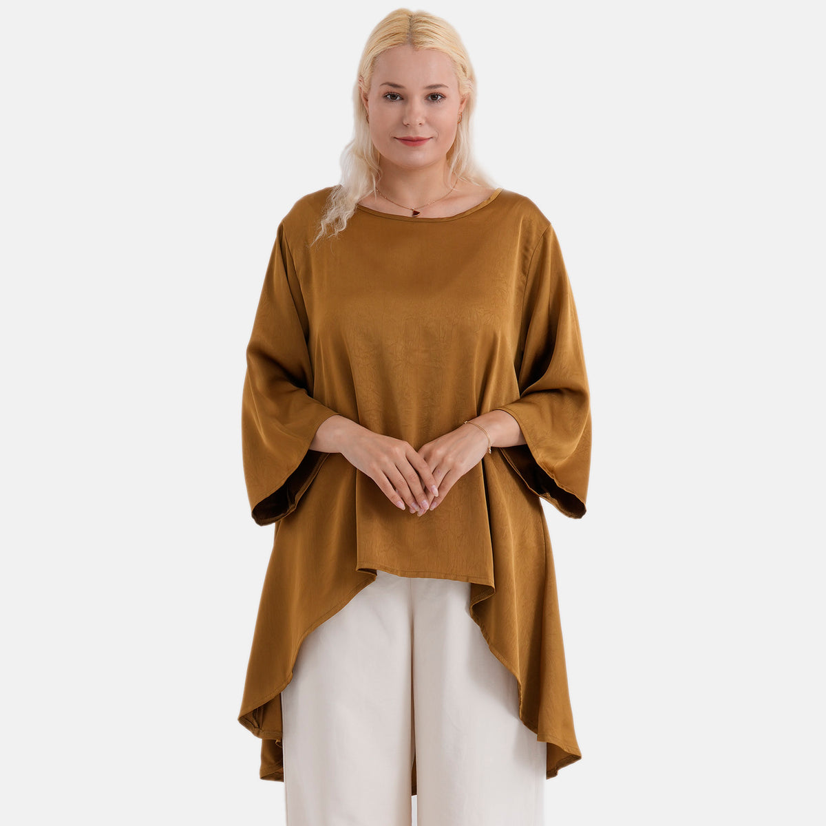 La Marey Limited Collection Asymmetric Edge Blouse (Size S/M, 8 To 14) - Dark Goldenrod V32534754 0