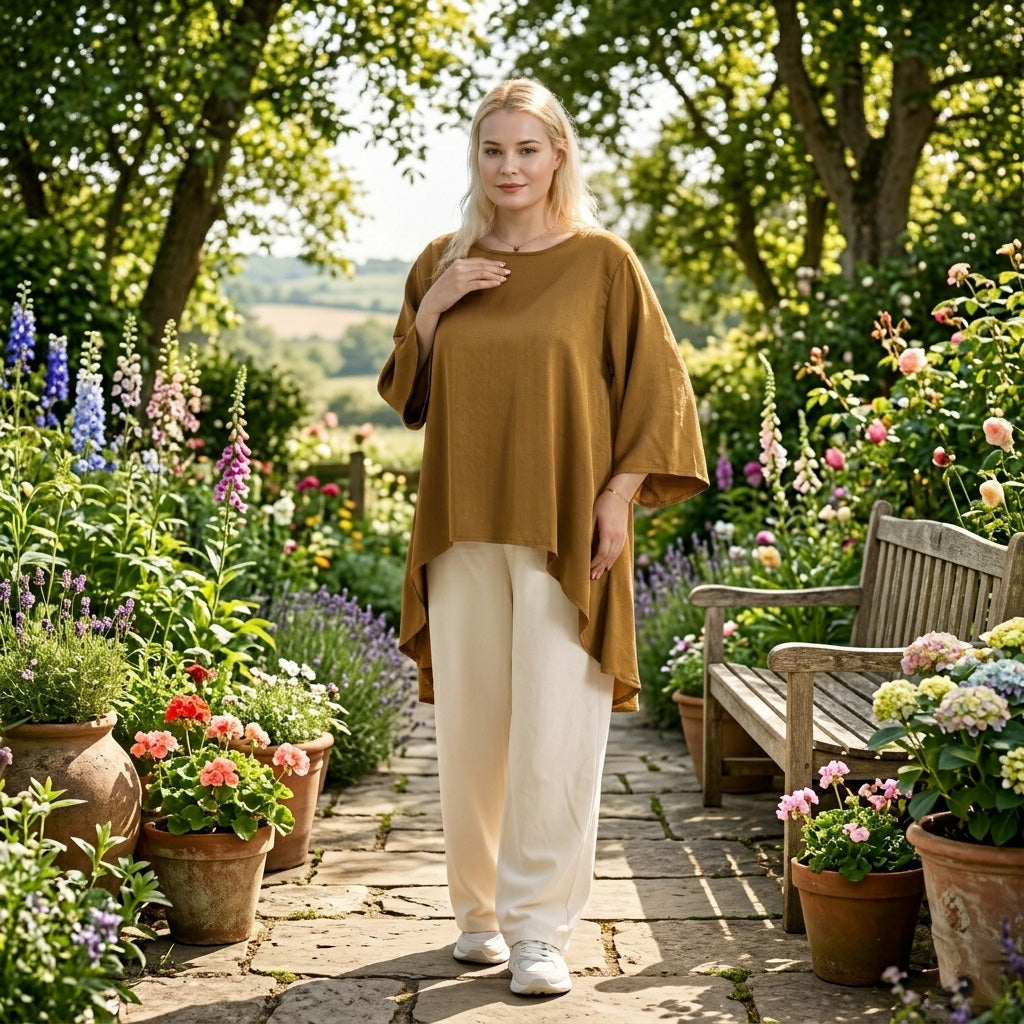 La Marey Limited Collection Asymmetric Edge Blouse (Size L-XL, 16 To 22) - Dark Goldenrod 8432078 2