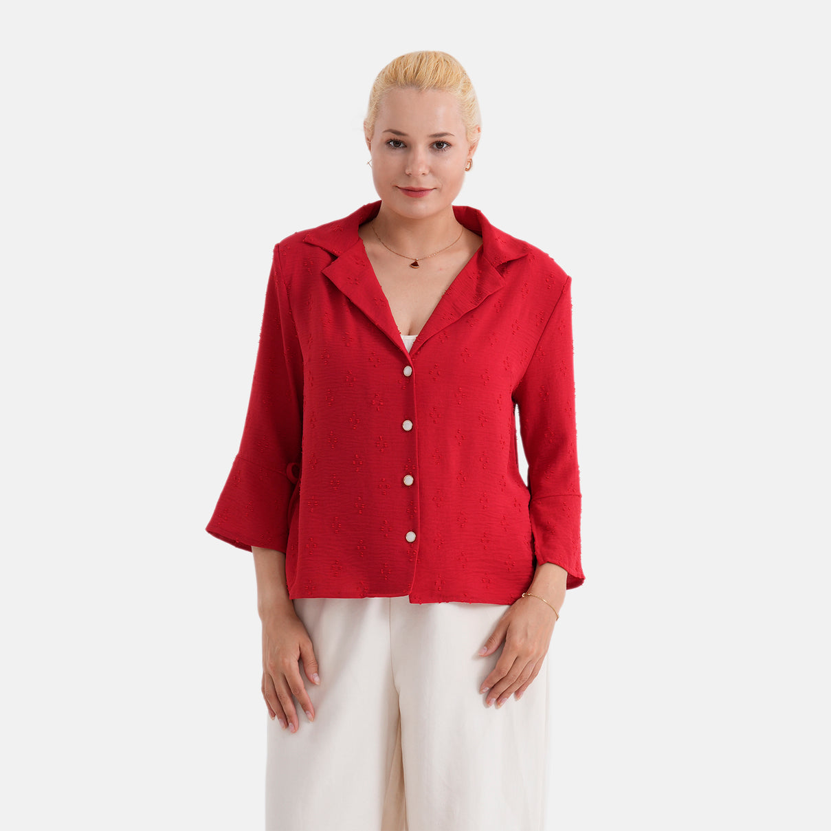 La Marey Embroidered Shirt (Size - 8 to 10) - Red V32534444 0