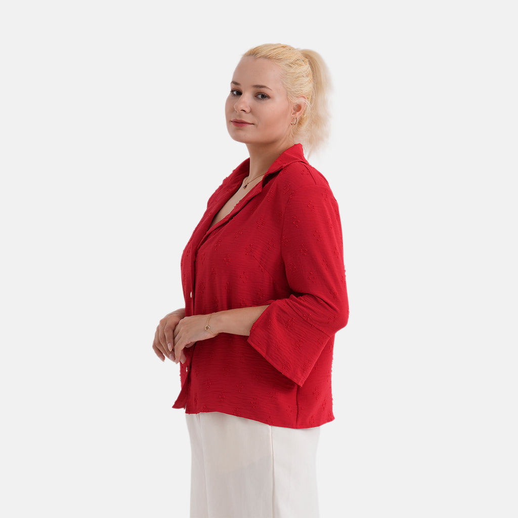 La Marey Embroidered Shirt (Size - 8 to 10) - Red_8432114_4