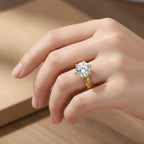 Mirage Collection - D'Joy 120 Facets Moissanite Solitaire Ring in Yellow Gold Plated Sterling Silver 2.00 Ct._8432277_2