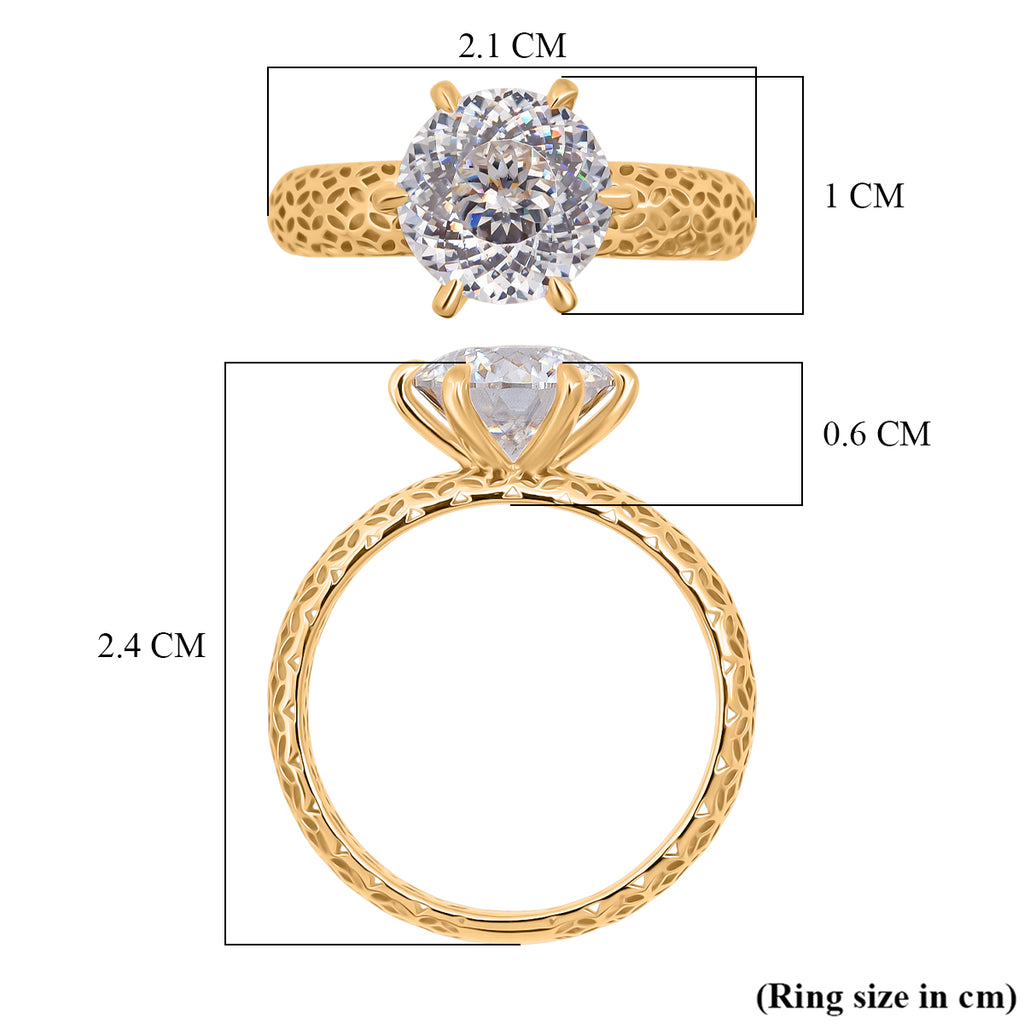 Mirage Collection - D'Joy 120 Facets Moissanite Solitaire Ring in Yellow Gold Plated Sterling Silver 2.00 Ct._8432277_5