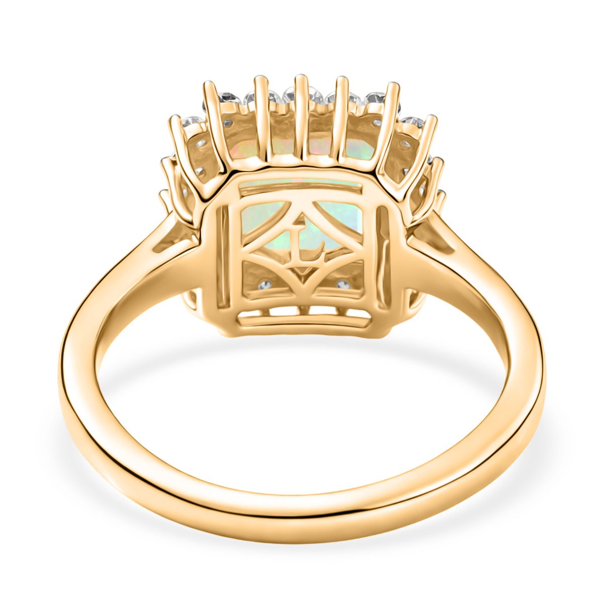 LUXURIANT 1.75 Ct. Premium Ethiopian Opal, Lab Grown Diamond Halo Ring in 18K Vermeil Yellow Gold Over Sterling Silver (SI/G-H) 8432892 5