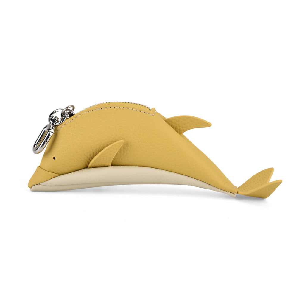 Genuine Leather Dolphin Bag Charm & Coin Wallet (18cm) - Yellow_8433255