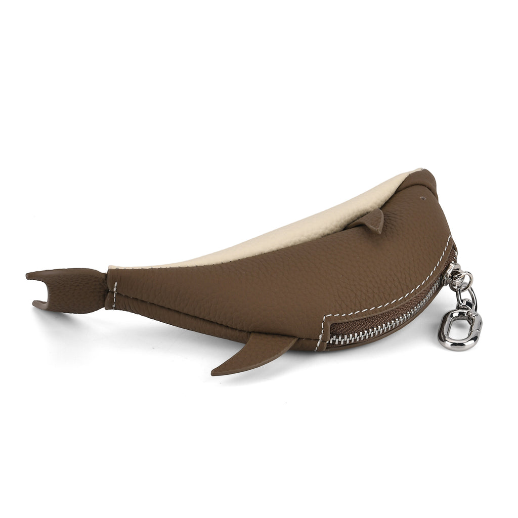 Genuine Leather Dolphin Bag Charm & Coin Wallet (18cm) - Dark Brown_8433259_3