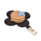 Genuine Leather Flower  Coin Purse & Keychain Bag Charm - Zipped Mini Coin Purse - Brown & Khaki_8433288_3