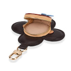 Genuine Leather Flower  Coin Purse & Keychain Bag Charm - Zipped Mini Coin Purse - Brown & Khaki_8433288_4
