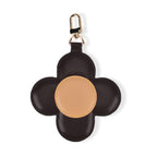 Genuine Leather Flower  Coin Purse & Keychain Bag Charm - Zipped Mini Coin Purse - Brown & Khaki_8433288_5