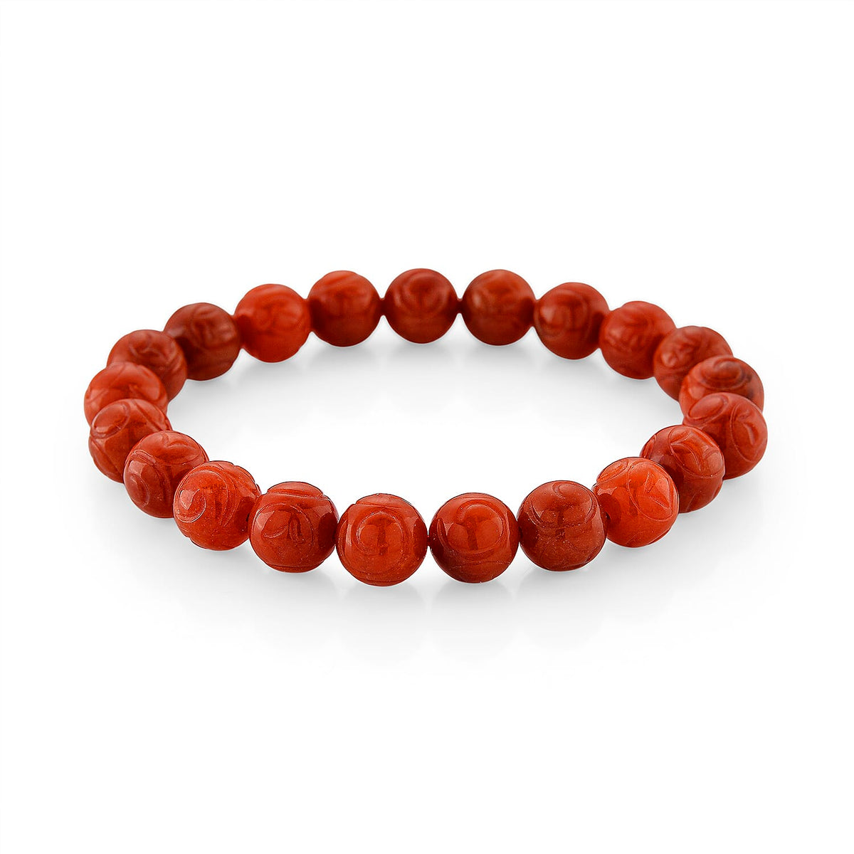 Enhanced Red Jade Beads Stretchable Bracelet (Size 7-7.5) 150.00 Ct. 8433383 0