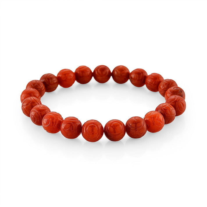 Enhanced Red Jade Beads Stretchable Bracelet (Size 7-7.5) 150.00 Ct. 8433383 1