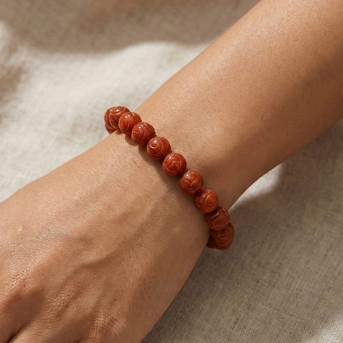 Enhanced Red Jade Beads Stretchable Bracelet (Size 7-7.5) 150.00 Ct. 8433383 3