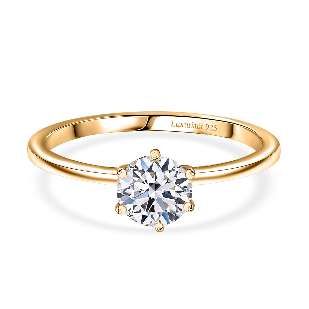 LUXURIANT 1 Ct. Lab Grown Diamond Solitaire Ring in 18K Vermeil Yellow Gold Sterling Silver  (SI/GH) 8433437 0