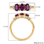 D'Joy Natural Radiant Ember Garnet & Natural White Diamond Trilogy Ring in 18K Gold Vermeil Sterling Silver 1.73 Ct._8433650_5