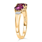 D'Joy Natural Radiant Ember Garnet & Natural White Diamond Trilogy Ring in 18K Gold Vermeil Sterling Silver 1.73 Ct._8433651_3
