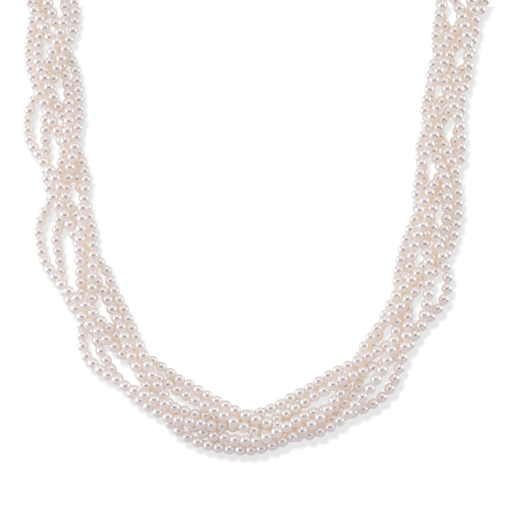 White Shell Pearl Beads Necklace (Size - 18.5+2 Ext) in Silver Tone_8433675