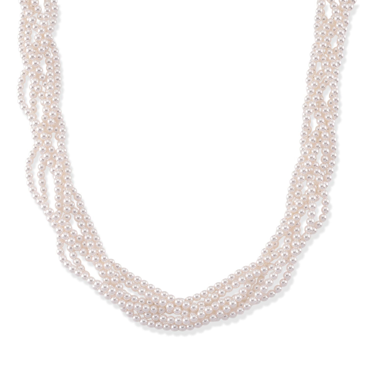 White Shell Pearl Beads Necklace (Size - 18.5+2 Ext) in Silver Tone 8433675 0