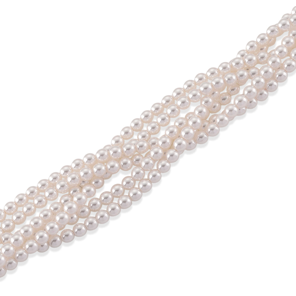 White Shell Pearl Beads Necklace (Size - 18.5+2 Ext) in Silver Tone_8433675_3