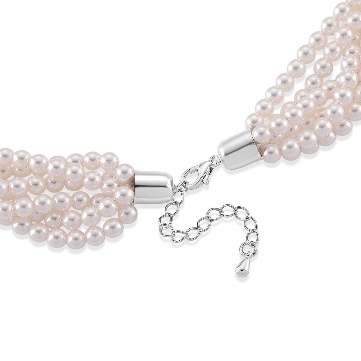 White Shell Pearl Beads Necklace (Size - 18.5+2 Ext) in Silver Tone 8433675 5