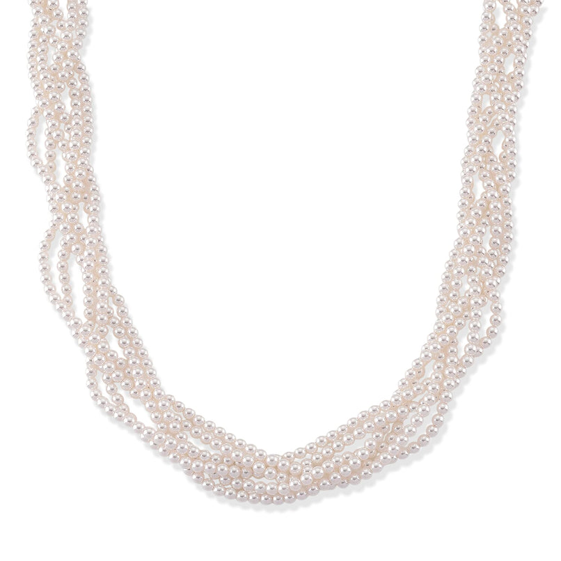 White Shell Pearl Beads Necklace (Size - 18.5+2 Ext) in Silver Tone_8433675
