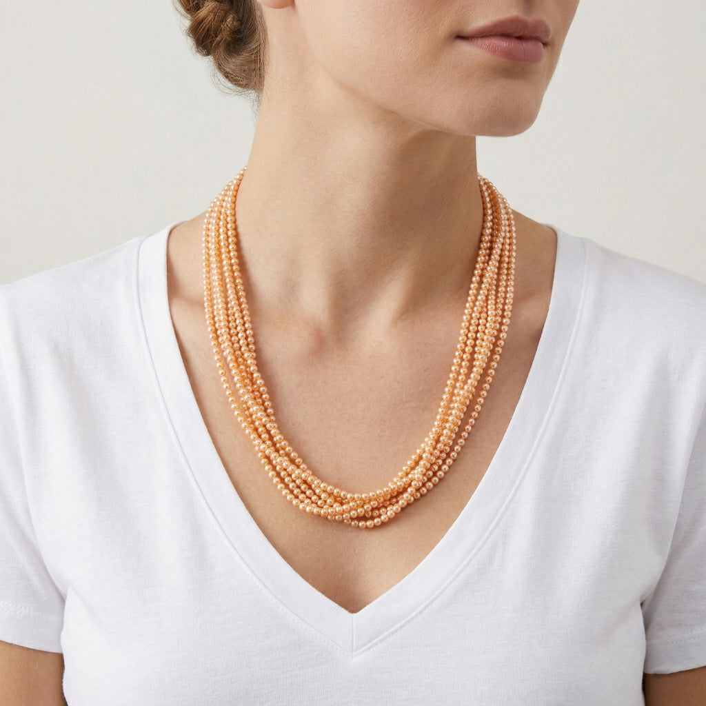 Golden Shell Pearl Beads Necklace (Size - 18.5+2 Ext) in Silver Tone_8433677_2