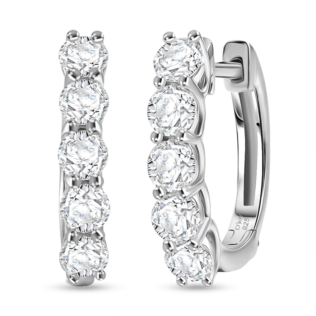 D'Joy -Moissanite Hoop Earring in Platinum Overlay Sterling Silver 1.03 Ct._8433687