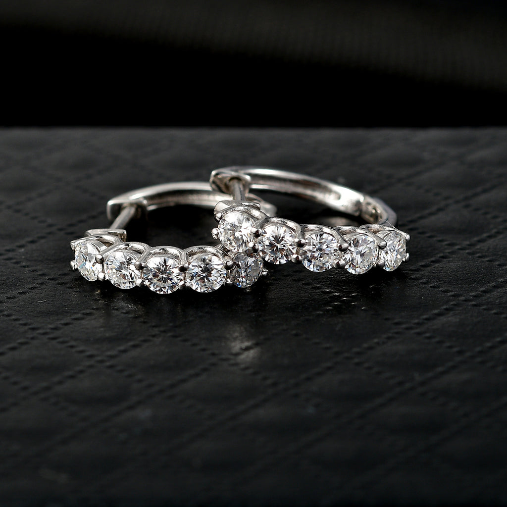 D'Joy -Moissanite Hoop Earring in Platinum Overlay Sterling Silver 1.03 Ct._8433687_2